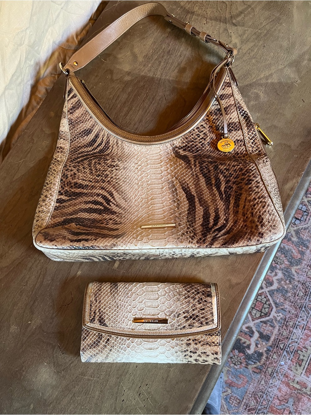 Brahmin Tabitha hobo snake-Embossed Shoulder Bag with Matching Wallet